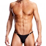 Blueline Performance Microfiber Thong with Metal Rings Sports Brief Black